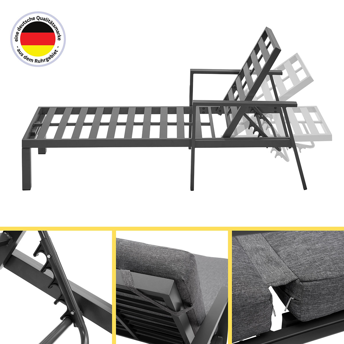 Weles Gartenfreude Aluminium Sonnenliege Ambience Dark Grey/Dark Grey