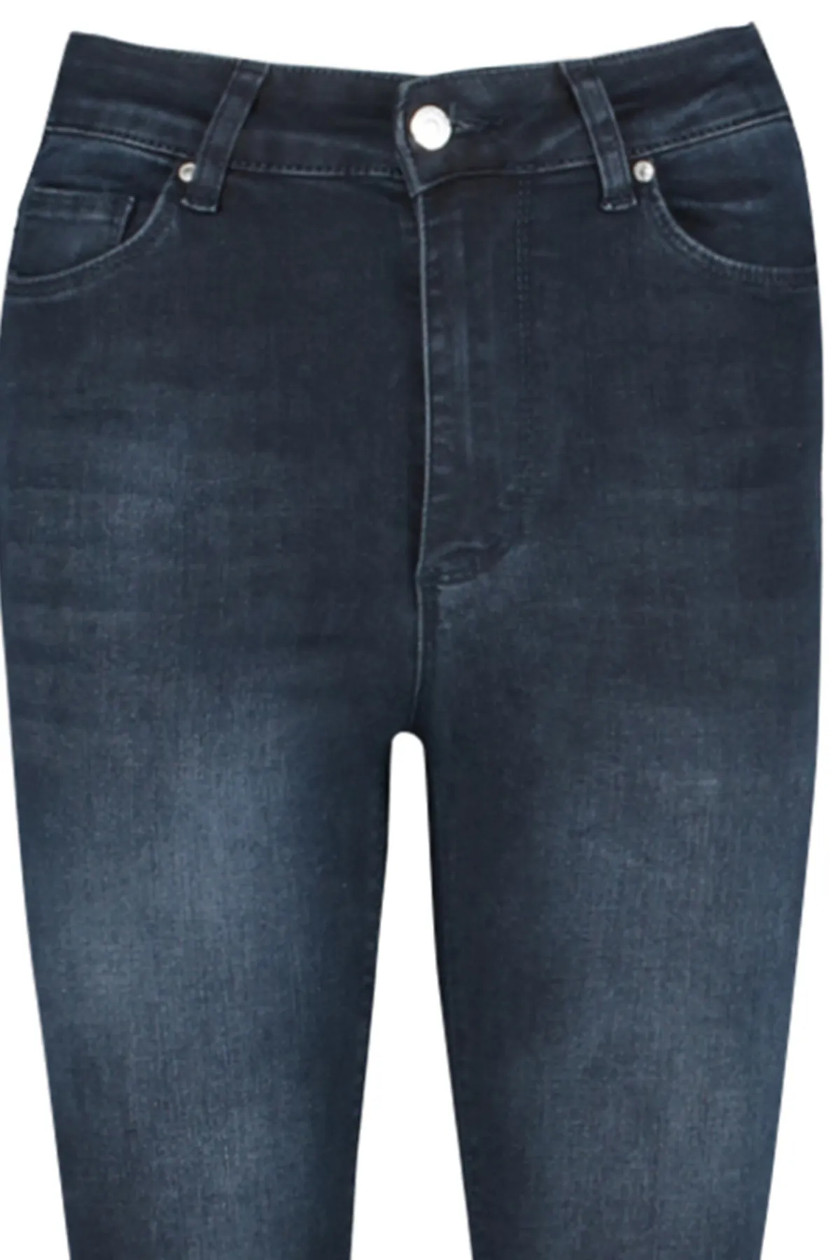 Trendyol Collection  Marineblaue Skinny Jeans mit hoher Taille TWOAW24JE00066