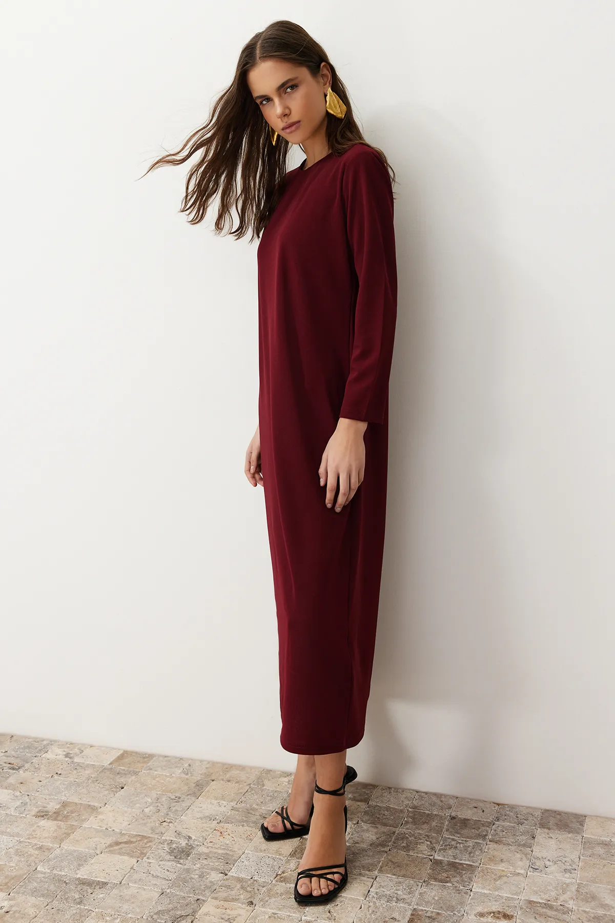 Trendyol Modest  Pflaume Ungefüttert Glatt Gestrickt TCTSS23EB00003