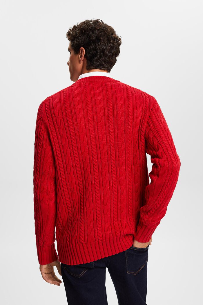 Baumwollpullover mit Zopfstrickmuster