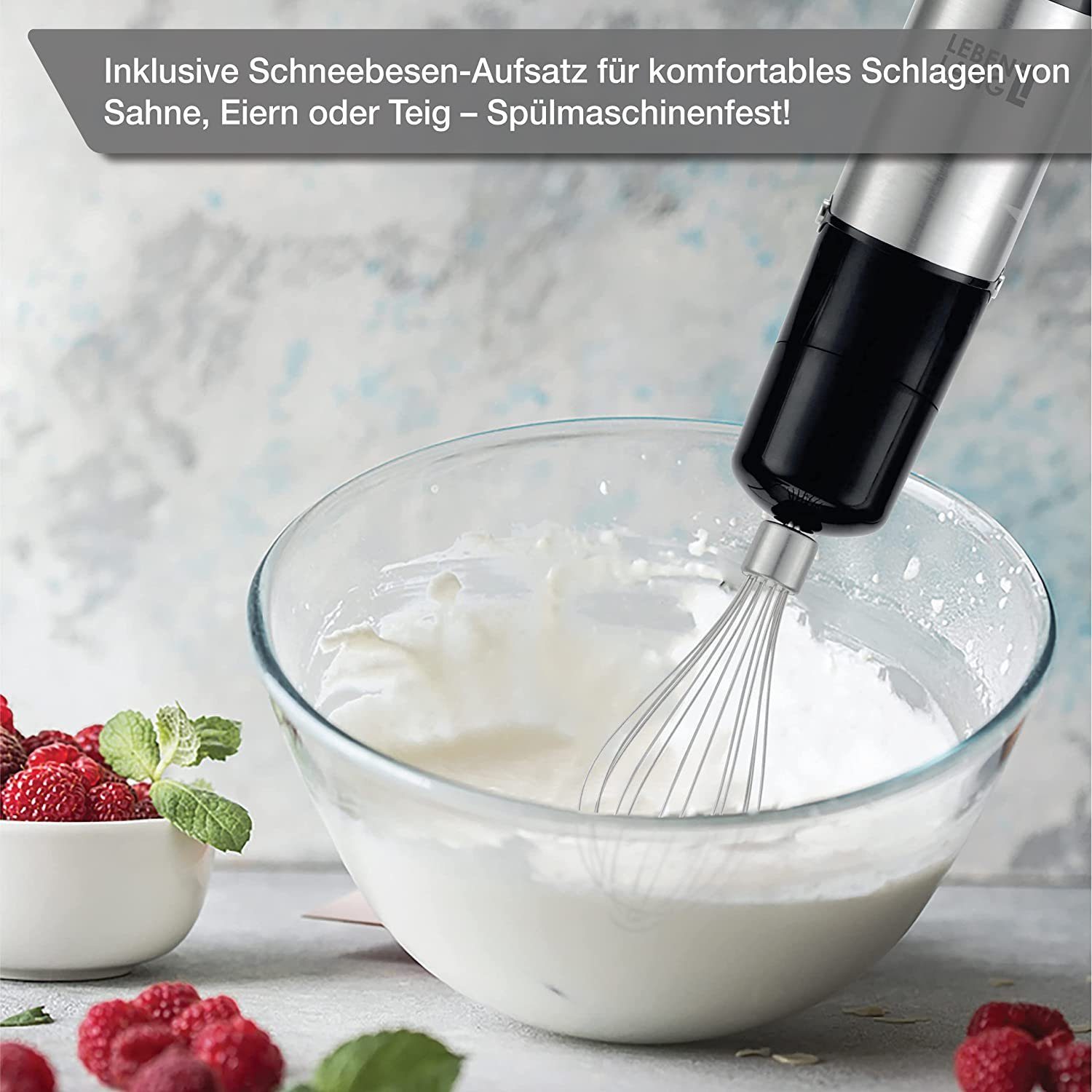 Lebenlang Stabmixer Stabmixer Pürierstab Set Mixer Edelstahl Hochwertig 2 Jahre Garantie, 1000,00 W