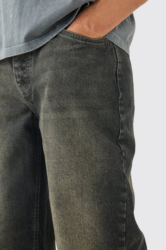 Lockere zerrissene Jeans in Grau