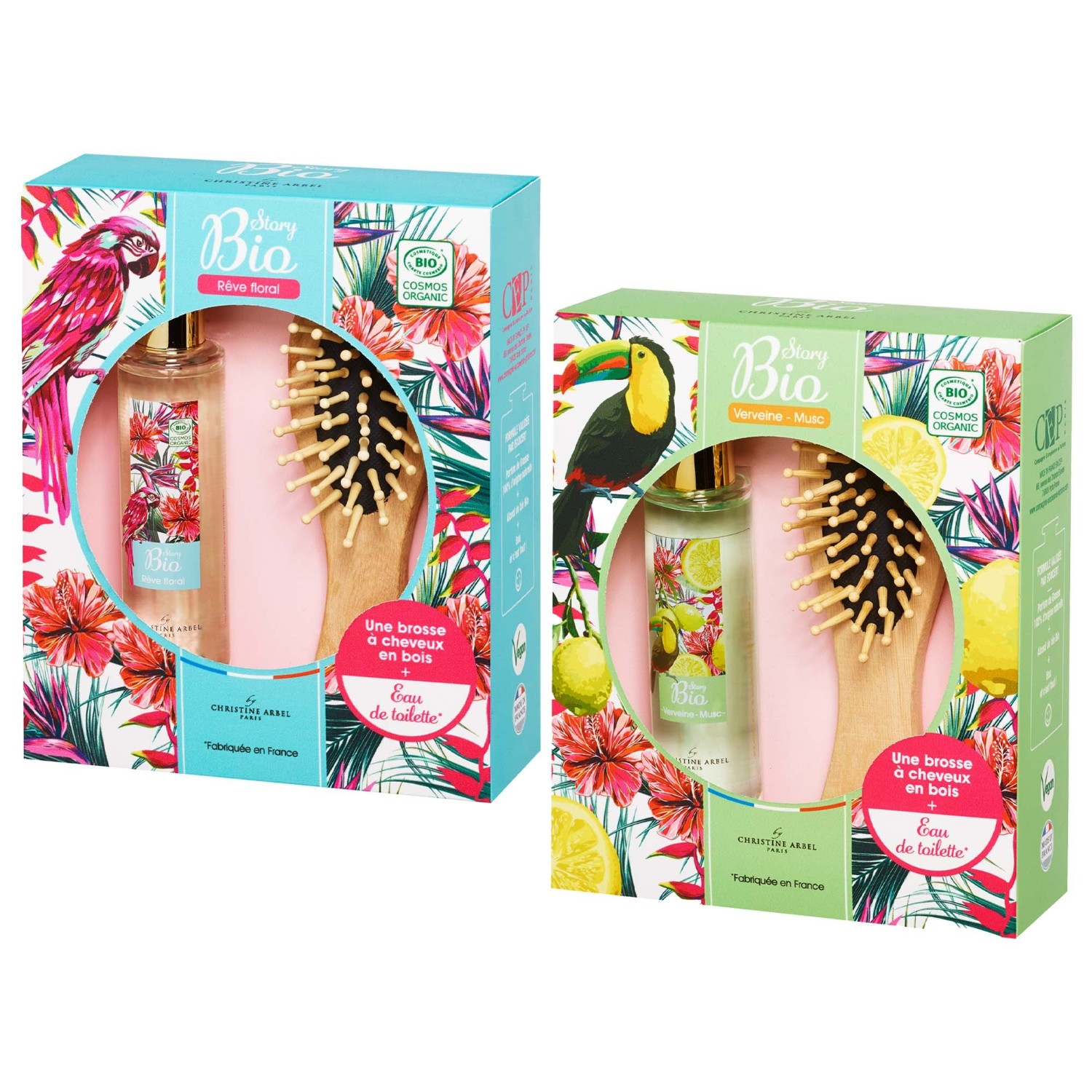 Christine Arbel STORY ORGANIC DÁRKOVÁ SADA Verbena Musk EDT 50ml + 1 dřevěný kartáč na vlasy
