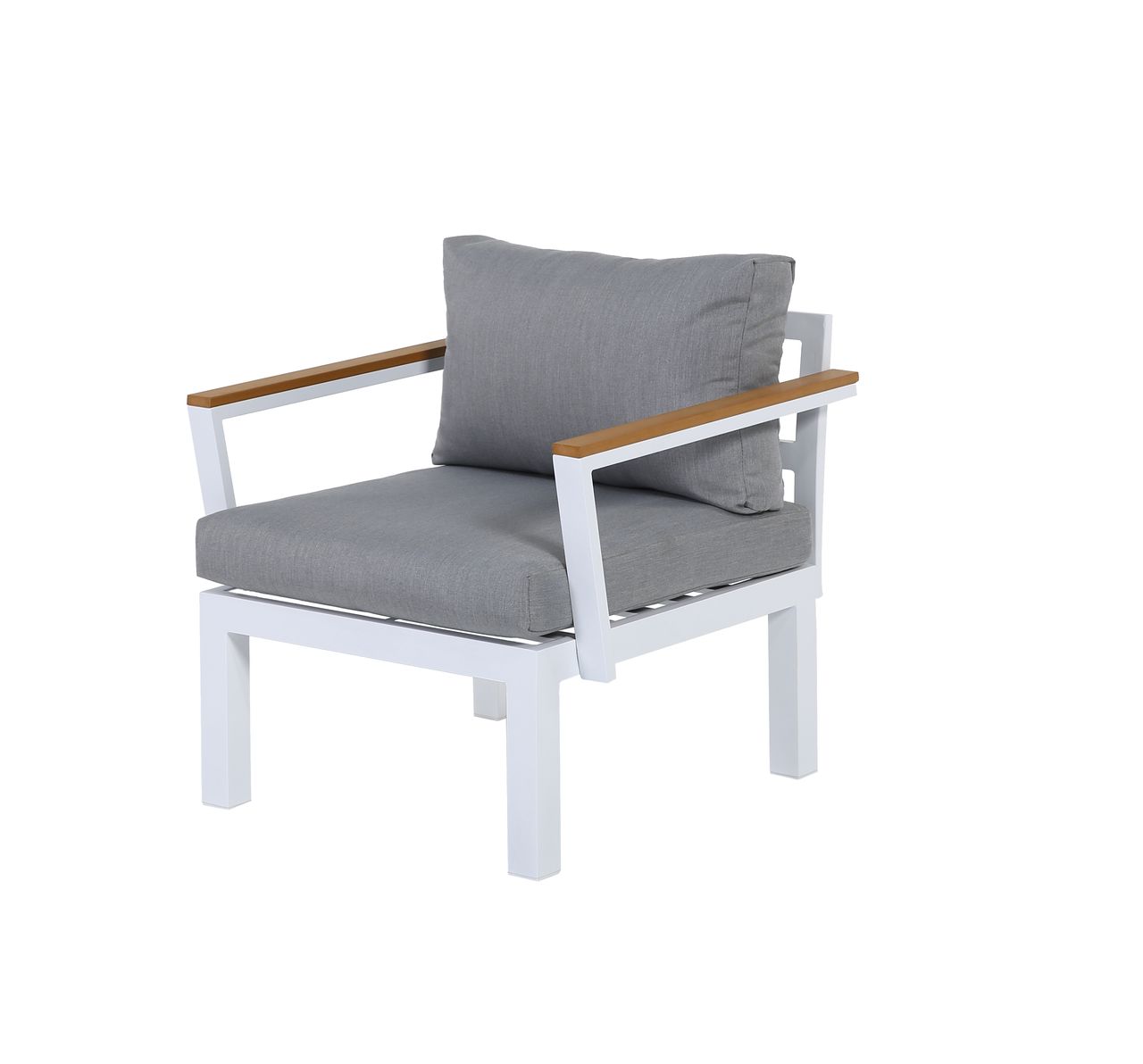 Gartenfreude Aluminium Sessel Ambience, flexibel einsetzbar mit wasserabweisenden Kissen, Weiß/Grau