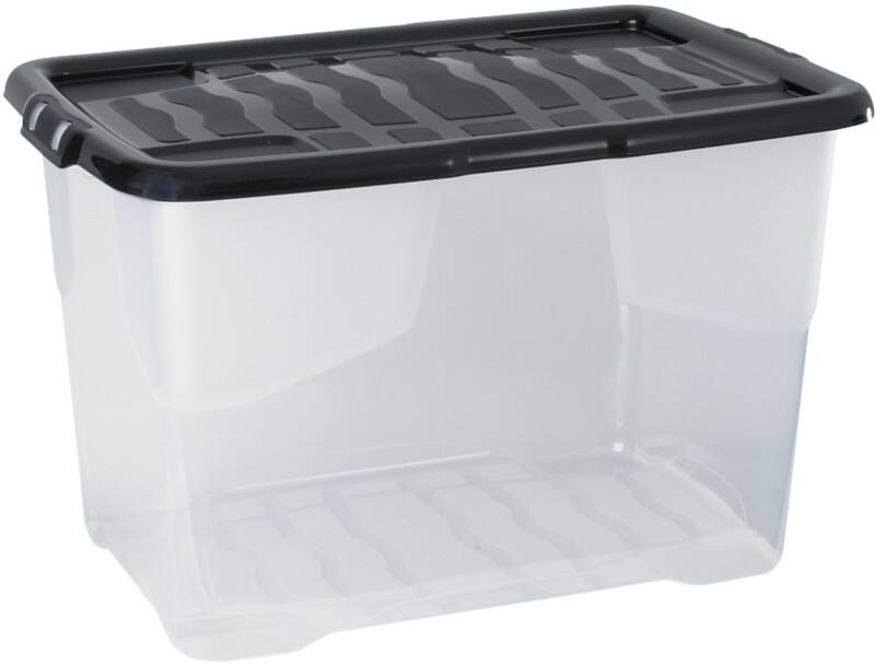 Aufbewahrungsbox Curve 65 L Transparent, Schwarz Polypropylen 60 x 40 x 37 cm