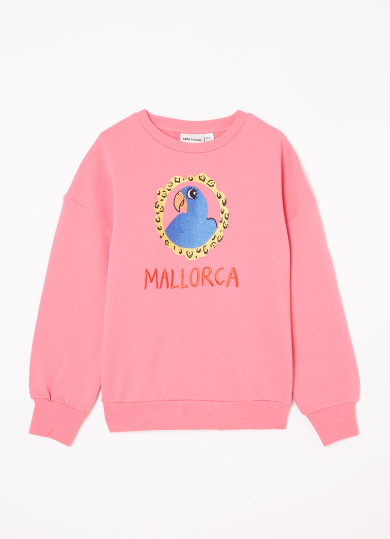 Mini Rodini megztinis „Parrot“ iš ekologiškos medvilnės su siuvinėjimu