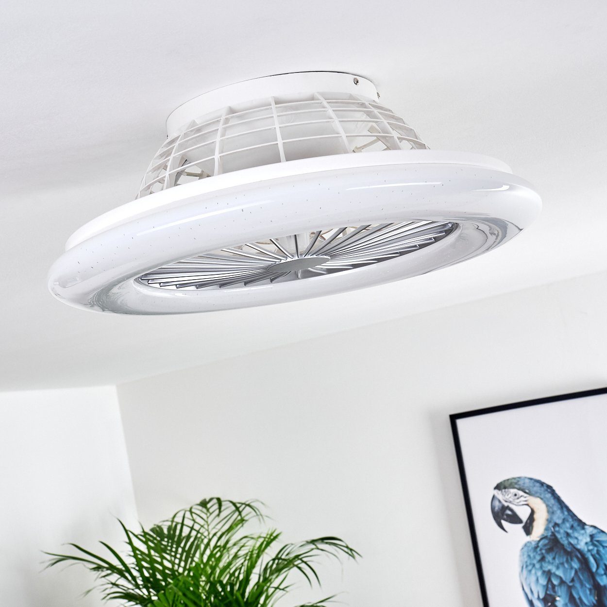 hofstein Deckenventilator Concas LED Deckenventilator, Kunststoff, Titanfarben/Weiß