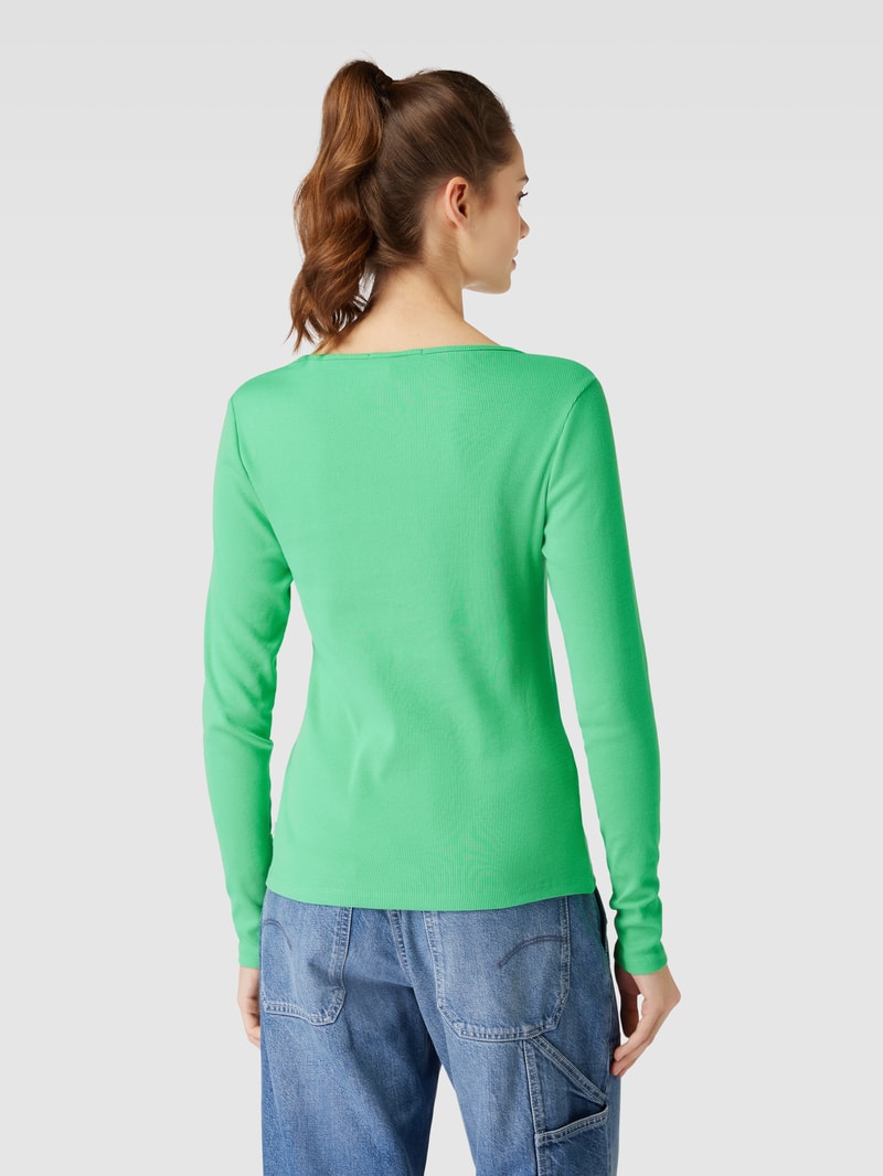 Longsleeve mit abgerundetem V-Ausschnitt in grün