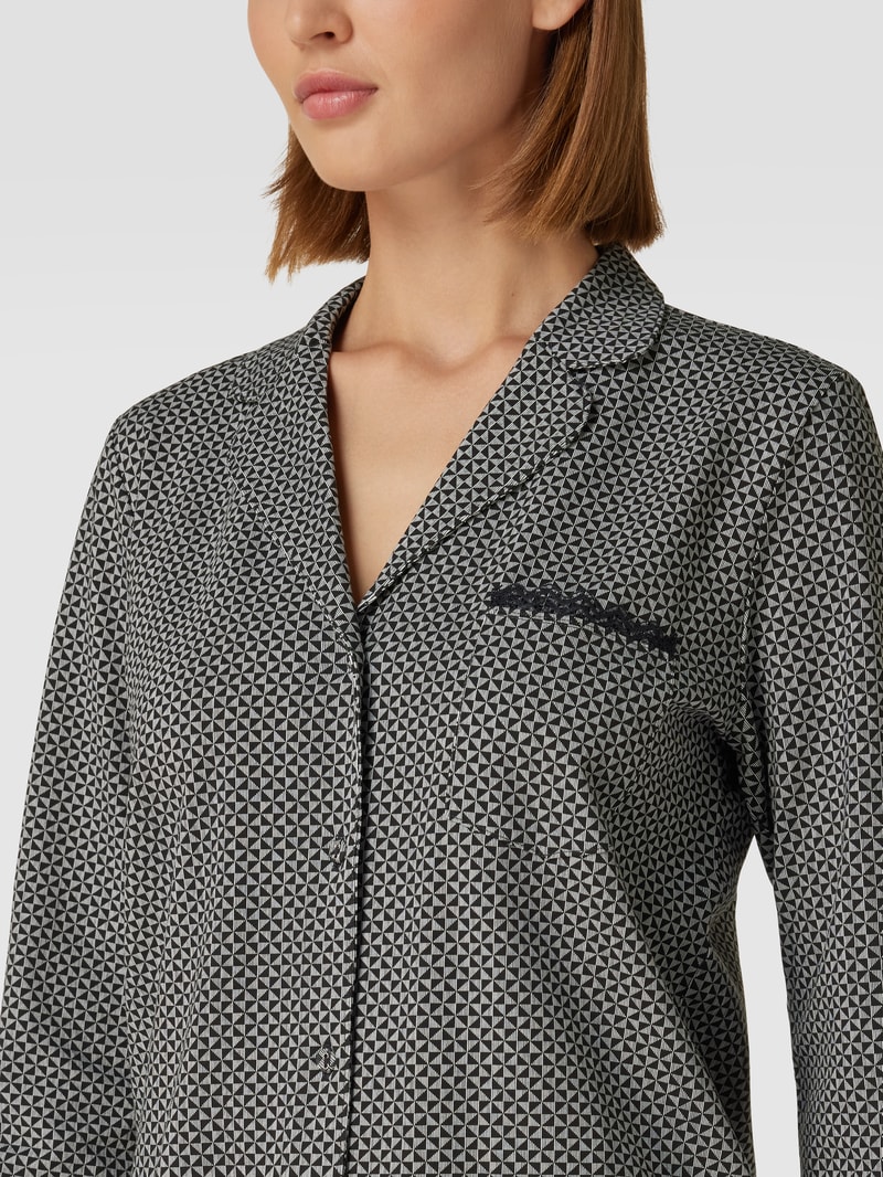 Pyjama-Oberteil mit Allover-Muster in schwarz