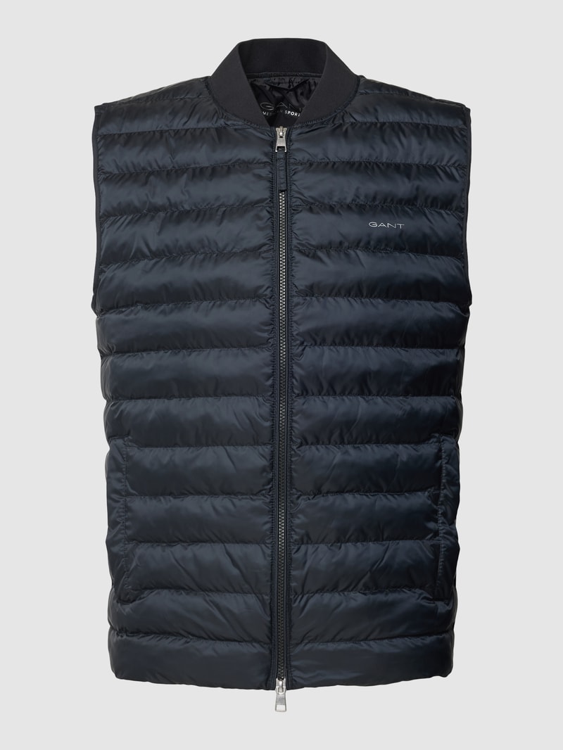 Steppweste mit Label-Print in schwarz