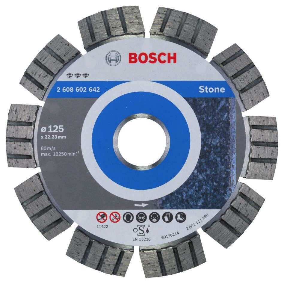 Bosch plavi pribor 2608602642 Dijamantska rezna ploča Best for Stone 125 x 22,23 x 2,2 x 12 mm