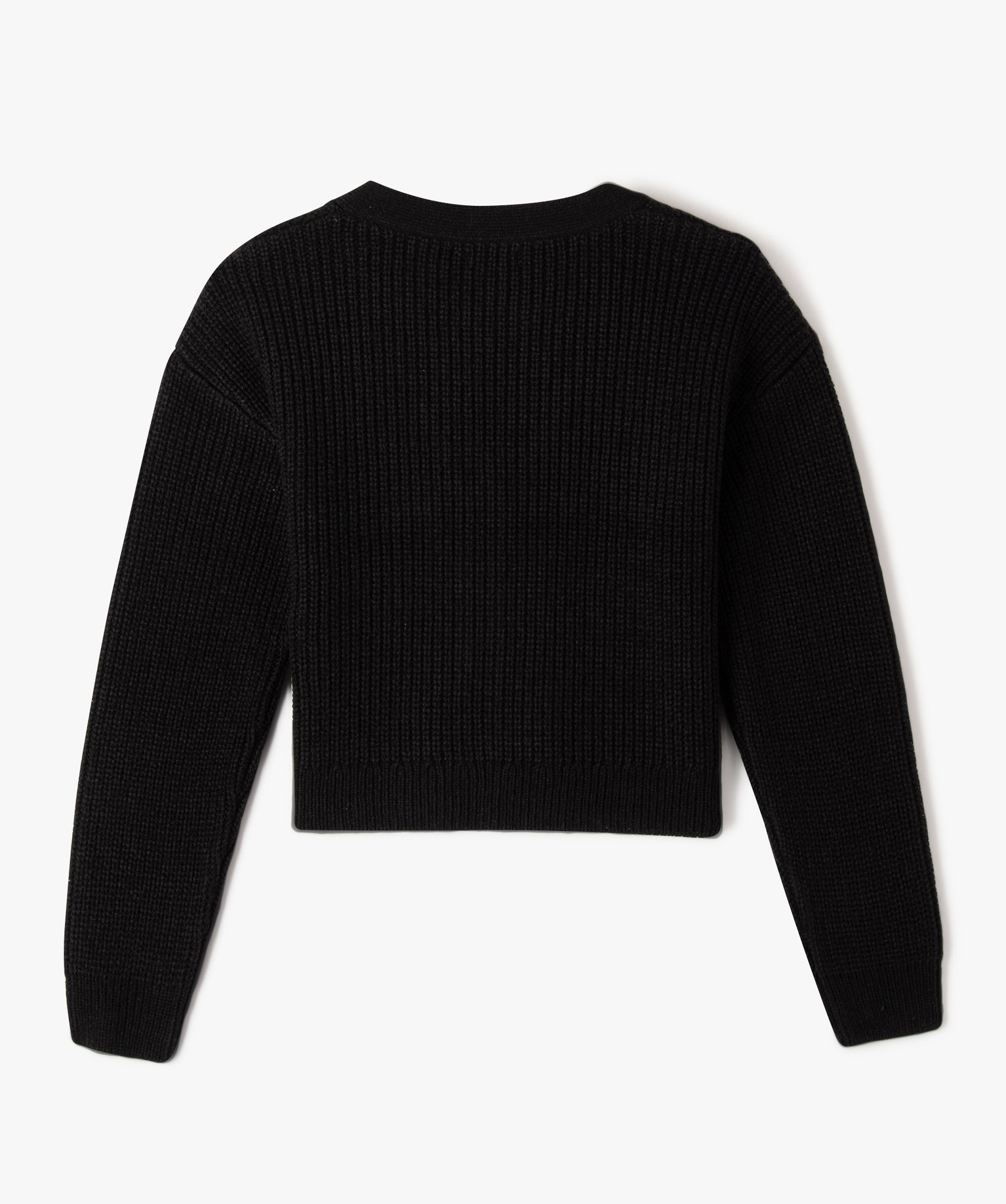 Gilet court en grosse maille fille noir | GEMO