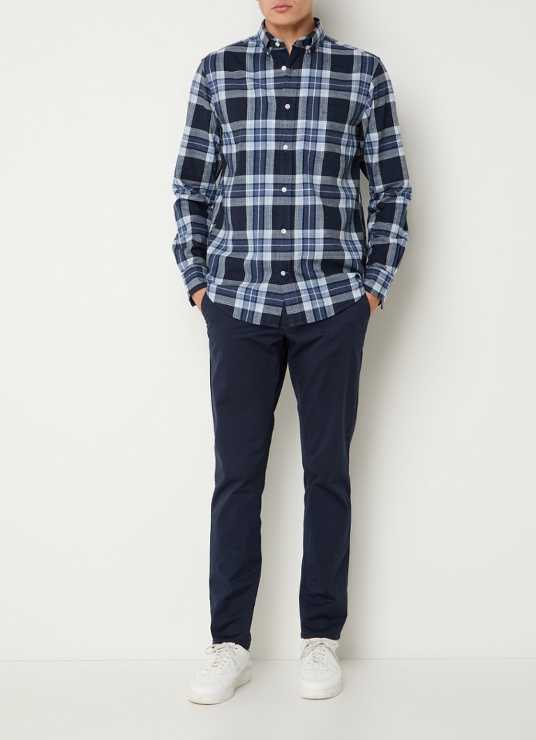 Gant Tartan regulāra piegriezuma krekls ar rūtainu rakstu un krūšu kabatu