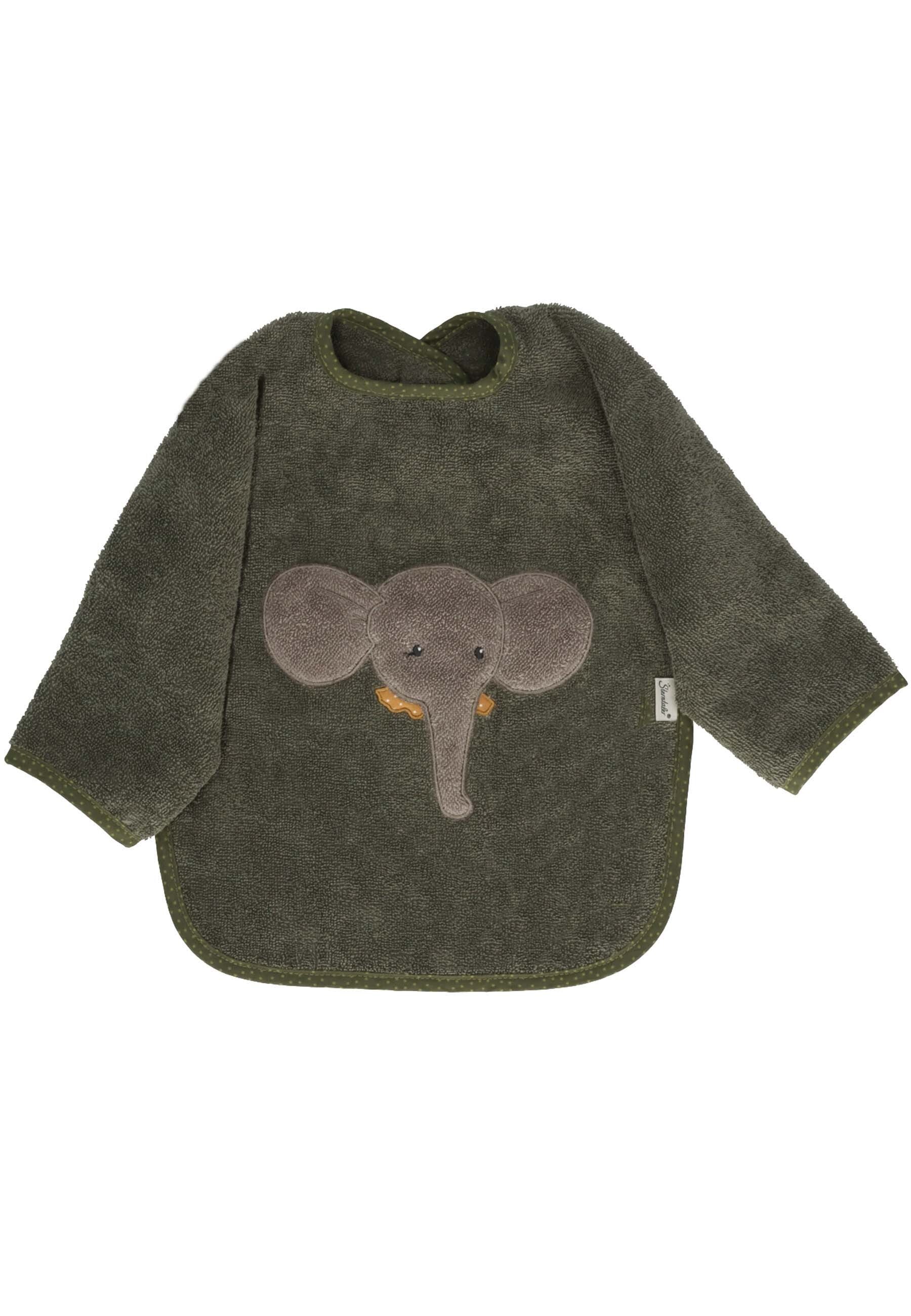 GOTS Ärmellätzchen Elefant Eddy in Dunkelgrün