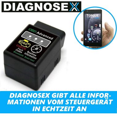 MAVURA OBD2-Diagnosegerät DIAGNOSEX OBD2 Diagnosegerät Bluetooth Autoscan Auslesegerät, Tiefen Diagnose Gerät KFZ Auto Adapter Android Handy PC