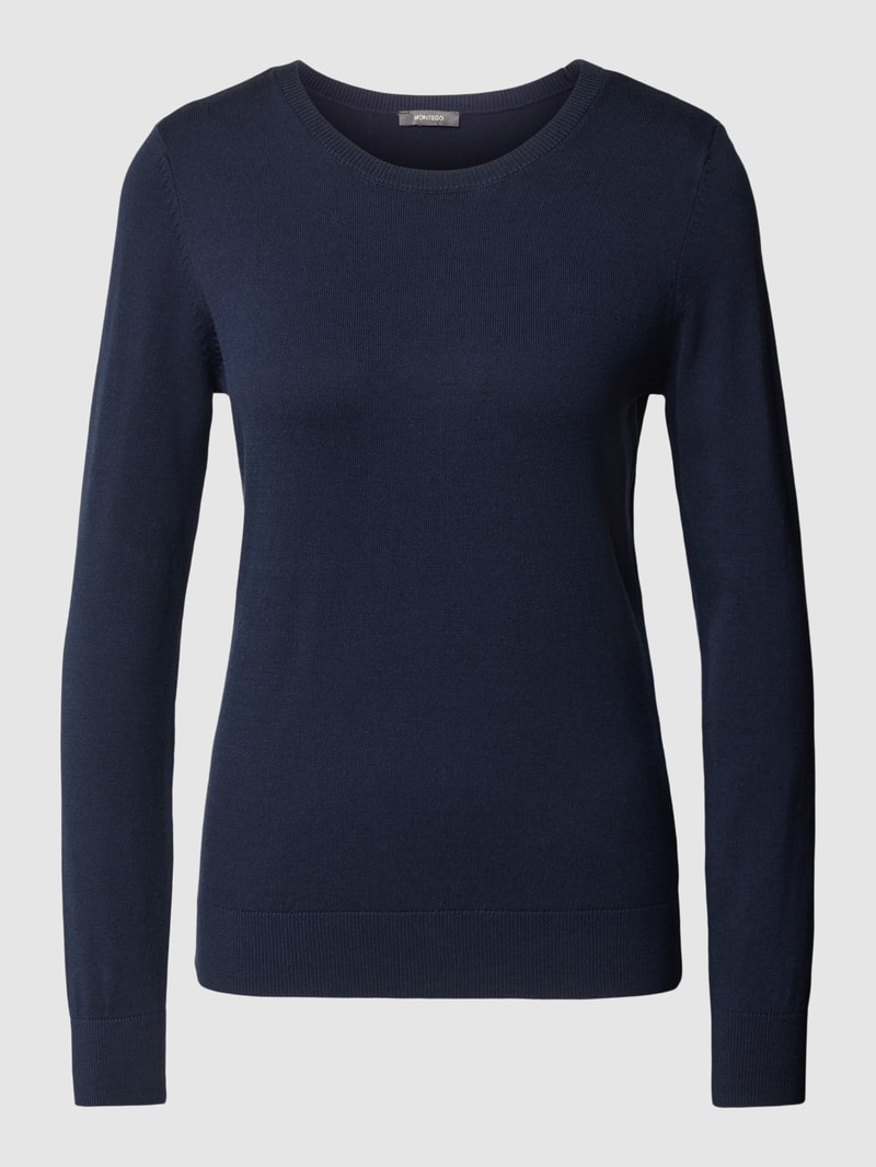 Strickpullover mit Rundhalsausschnitt in dunkelblau