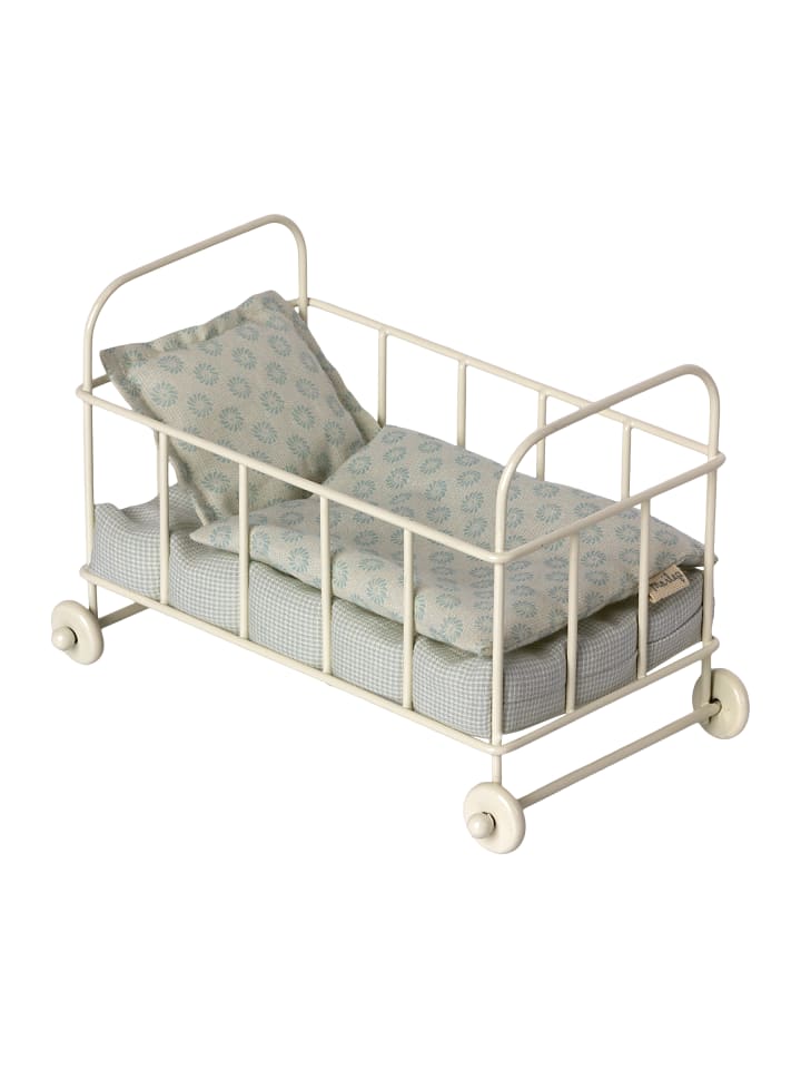 Maileg Kinderbett für Mikro Hase Weiß mit Bettwäsche Blau 16 cm günstig kaufen onesize
