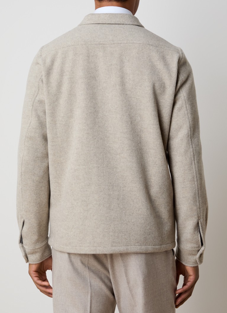 Oscar Jacobson Wool Blend Overshirt with Flap Pockets