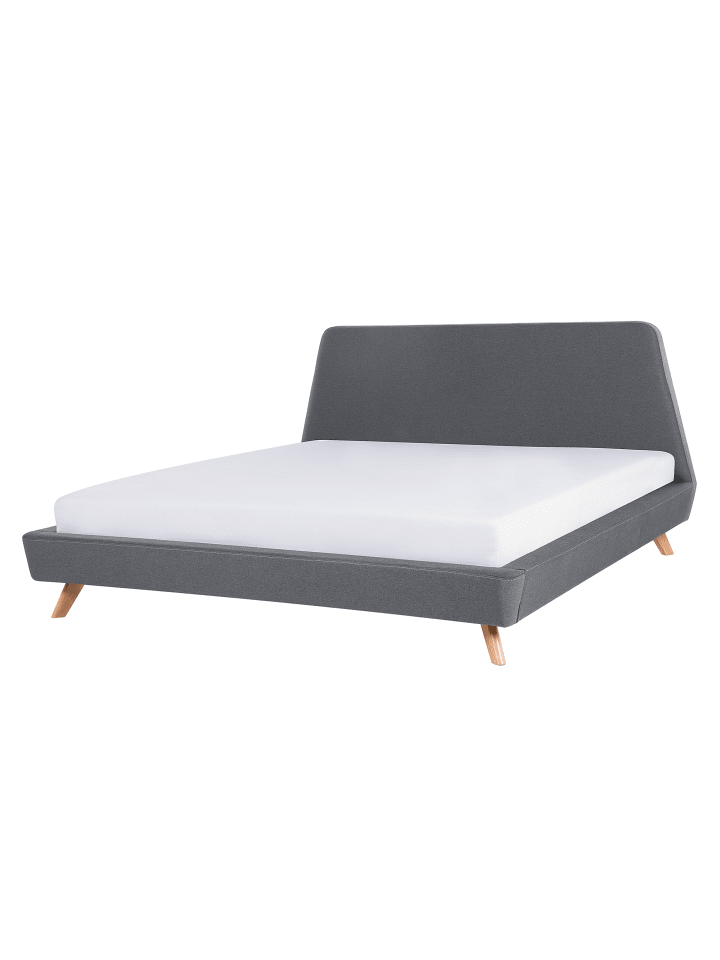 Beliani Doppelbett VIENNE in Grau/Heller Holzfarbton - (W) 200 x (H) 103 x (L) 220 cm günstig kaufen onesize