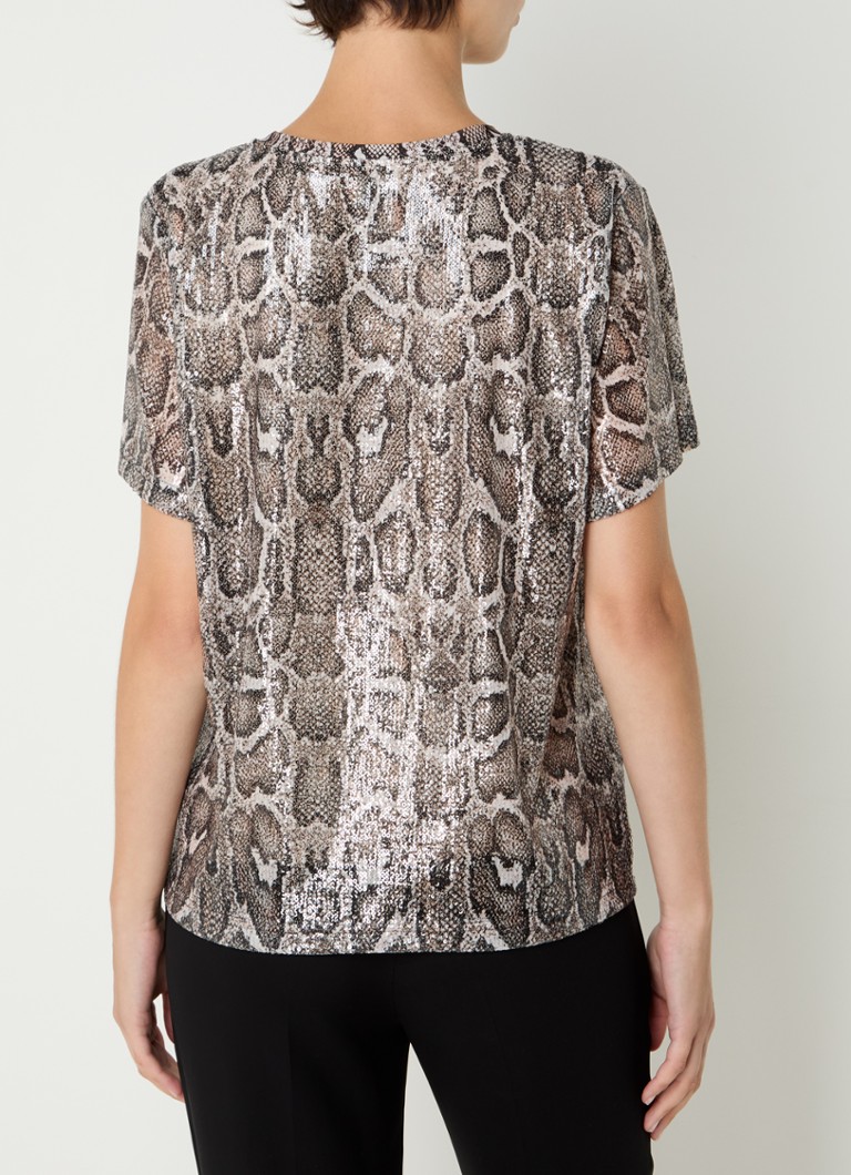 Top semitrasparente con paillettes e stampa leopardata Beaumont Pepper