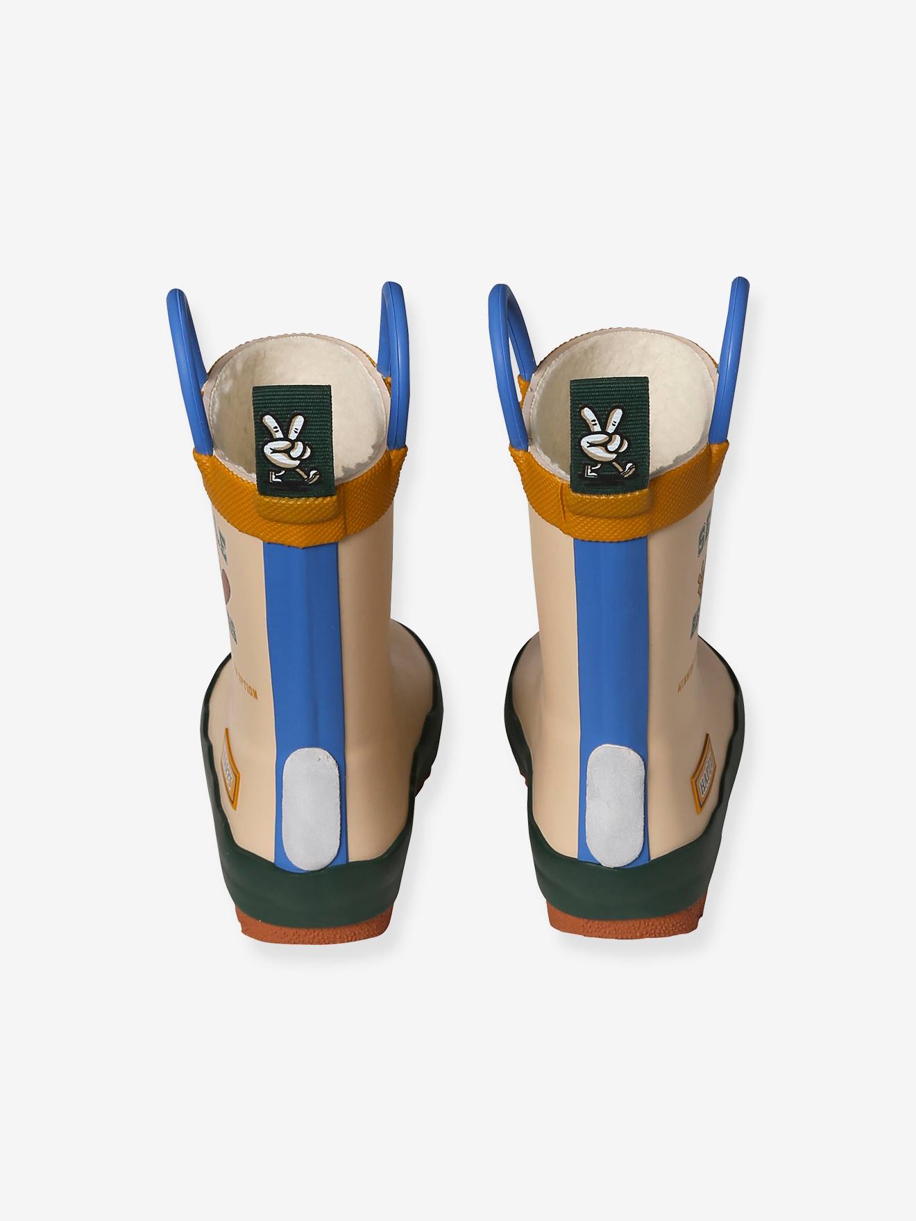Bottes de pluie fourrées en caoutchouc imprimé bébé beige