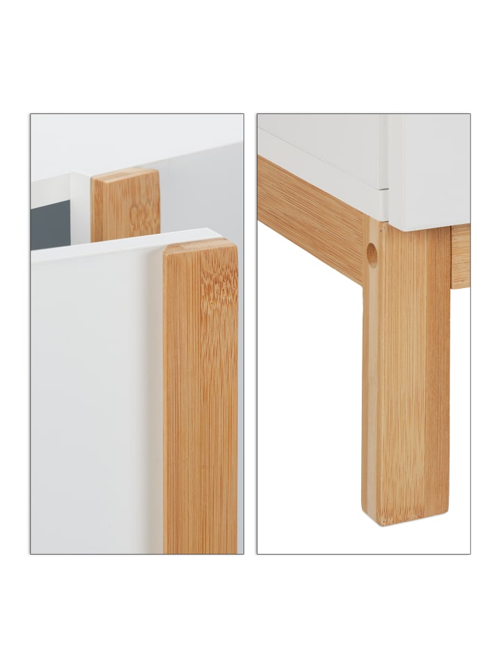 relaxdays Waschbeckenunterschrank in Weiß/Natur - (B)60 x (H)60,5 x (T)30,5 cm günstig kaufen onesize