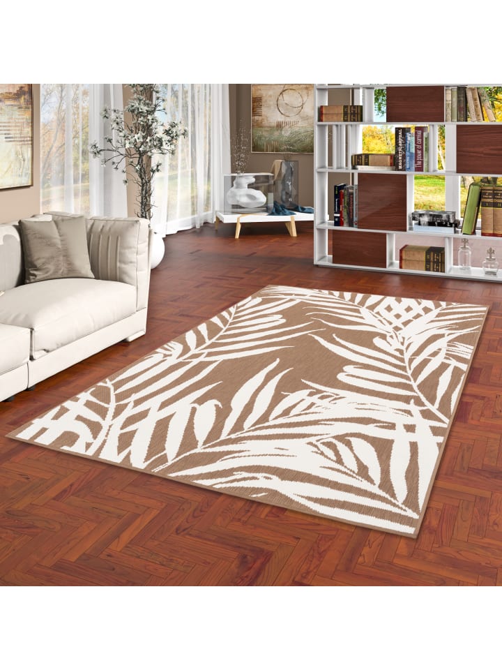 Pergamon In- und Outdoor Teppich Beidseitig Cape Cod  Blätter in Beige Creme günstig kaufen
