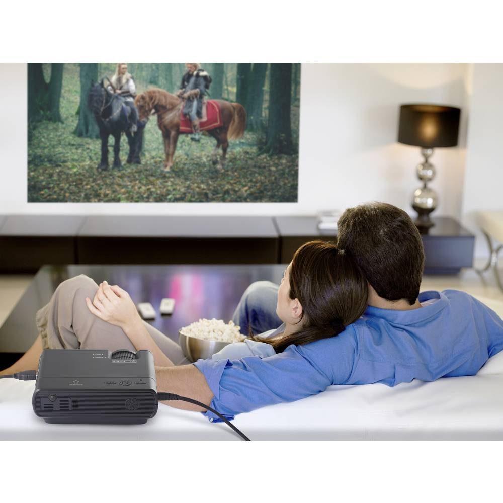Renkforce WXGA LED Mini-Beamer Beamer (Mini Beamer, VGA Eingang, mit Fernbedienung)