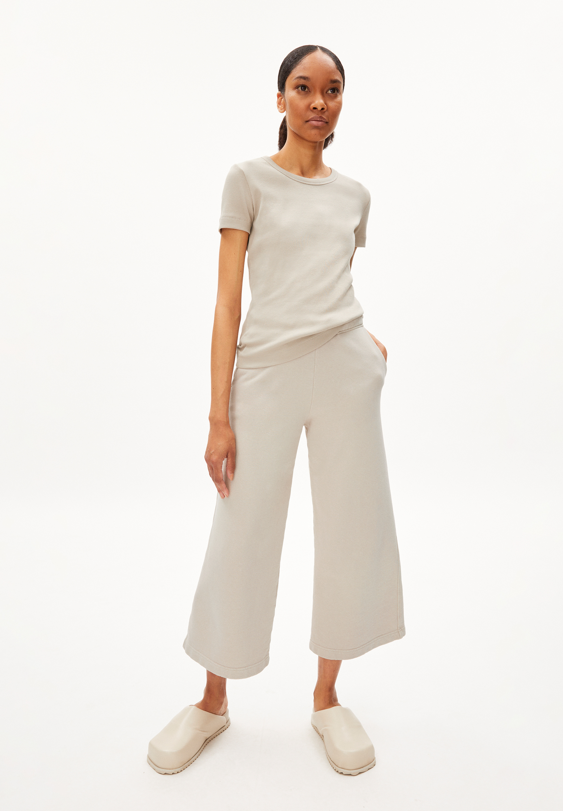 Ripp-T-Shirt Regular Fit aus Bio-Baumwoll Mix
