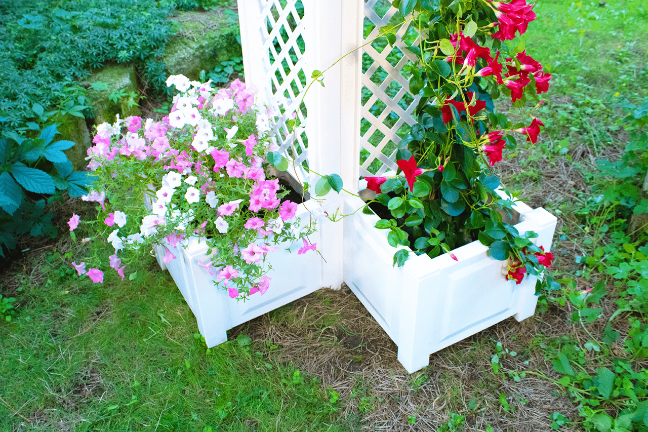 KHW KHW Pflanzkasten mit Spalier 43 cm, weiß - 2er Set