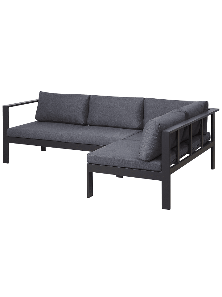 Beliani 4-tlg Lounge Set MESSINA in Schwarz/Heller Holzfarbton/Grau günstig kaufen onesize