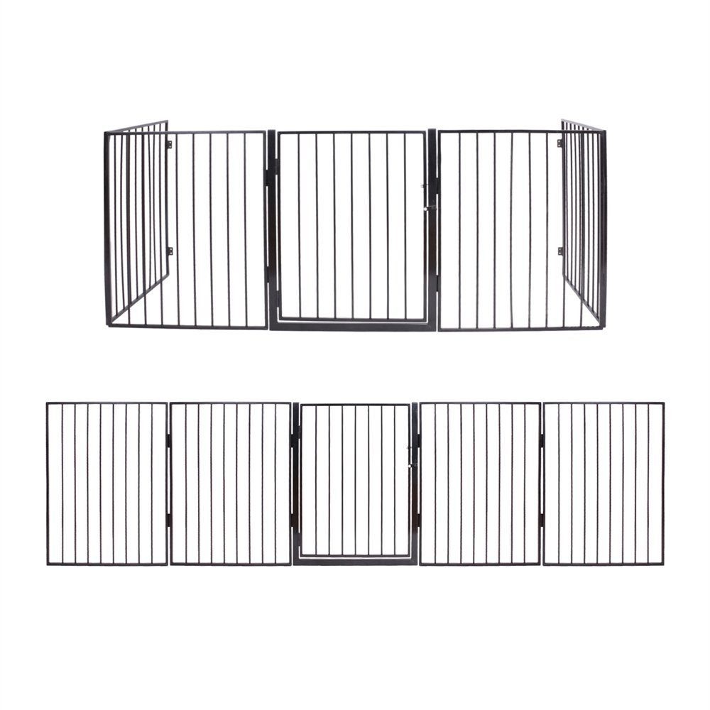Melko Treppenschutzgitter Schutzgitter Kaminschutzgitter Absperrgitter aus Metall in Schwarz 300cm Treppe Baby Kind Tier Ofenschutzgitter Baby Kinderschutz (Stück, Premium-Gitter), Auch als Treppenschutzgitter verwendbar