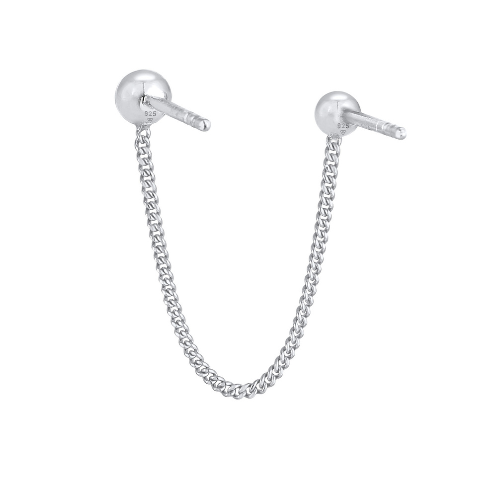 Elli Elli Boucles d'Oreilles Femmes Double Stud Earrings Ball Trend Blogger with Zirco Boucles d'oreilles