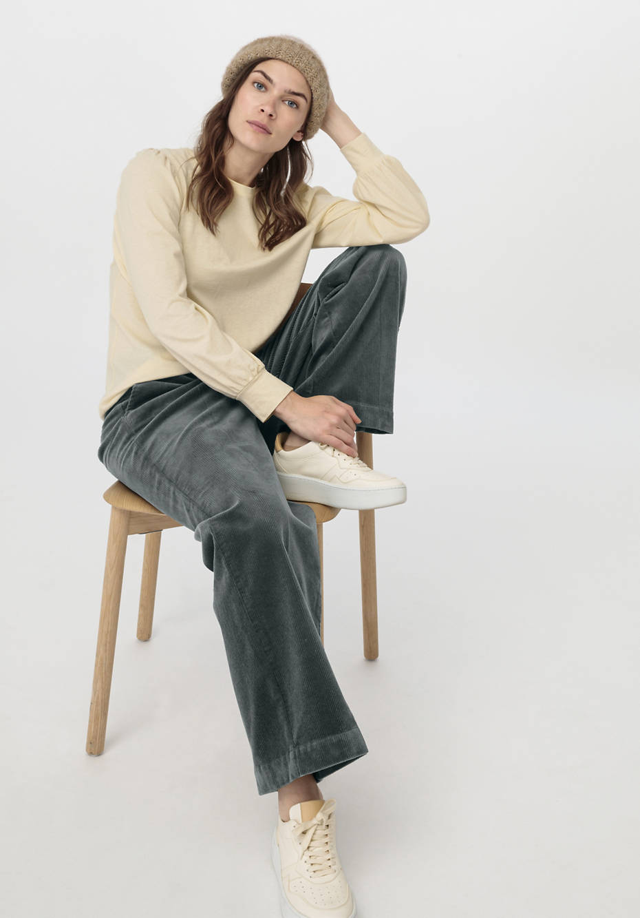 Jersey-Bluse aus Bio-Baumwolle mit Bio-Merinowolle