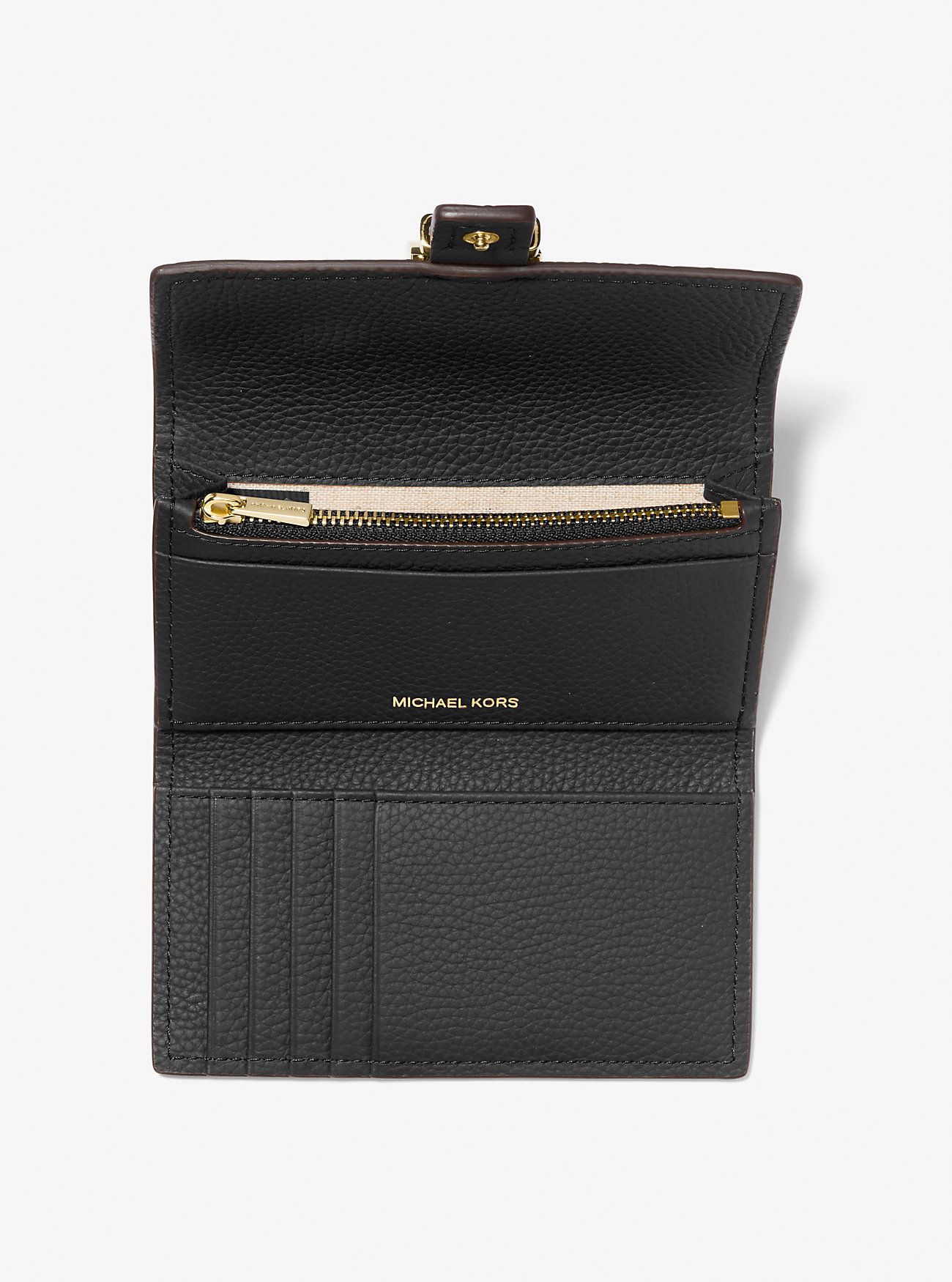Nolita Medium Pebbled Leather Tri-Bold Lommebok - SVART