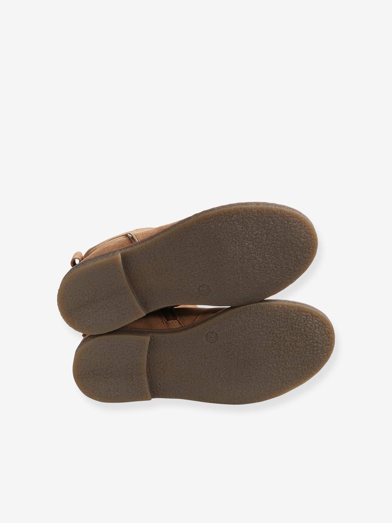 Boots cuir à noeud fille camel
