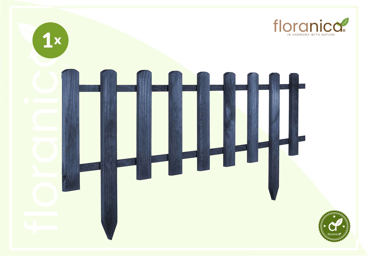 Pemicont Floranica Vorgarten Gartenzaun aus Holz Vampir 1 STK 104cm Höhe 40cm Anthrazit Imprägnierter Kiefernholzzaun Dekorative Steckzaun für Blumenbeete Gemüsebeete Wegeinfassungen