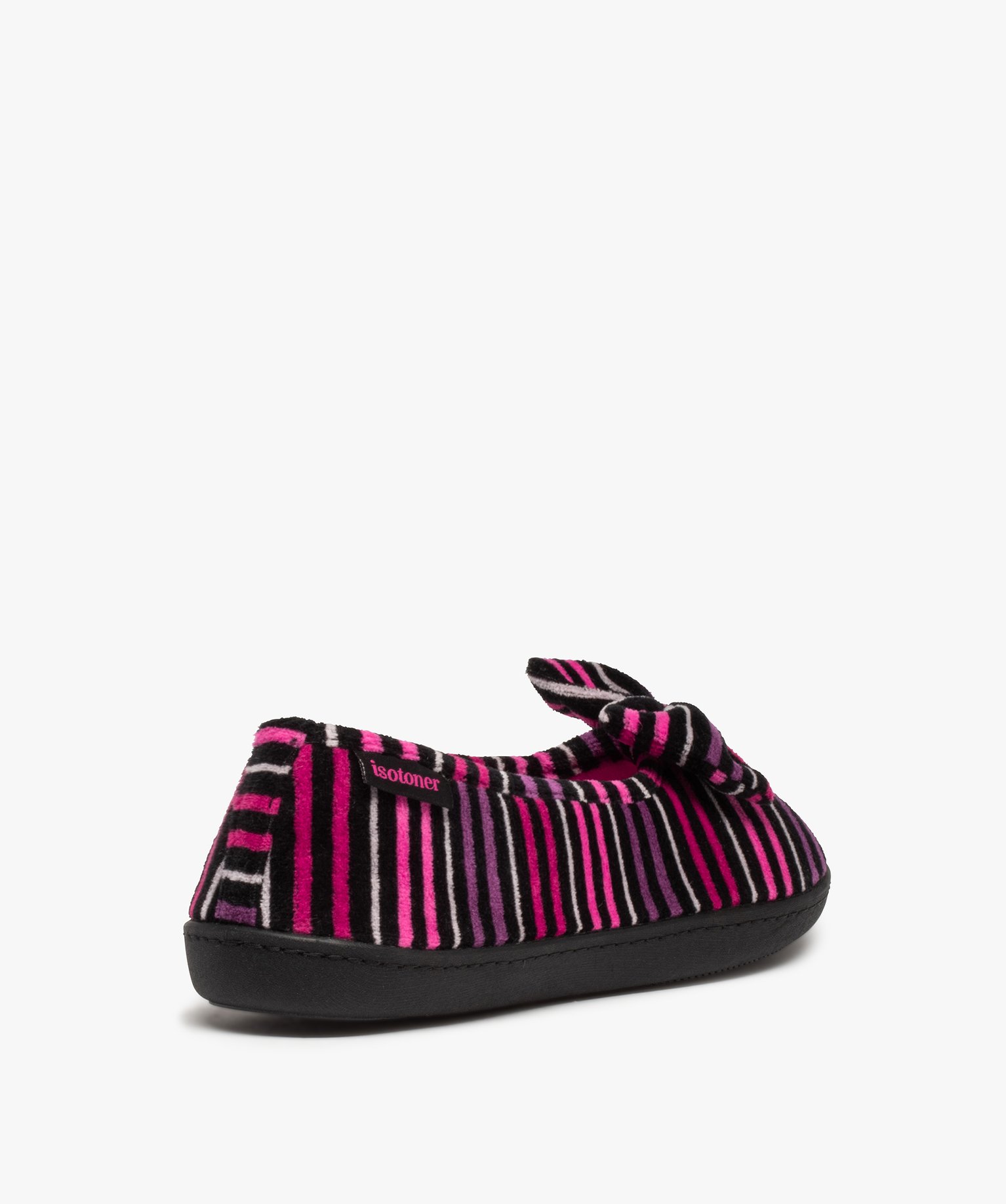 Chaussons femme ballerines rayées en velours - Isotoner raye | GEMO
