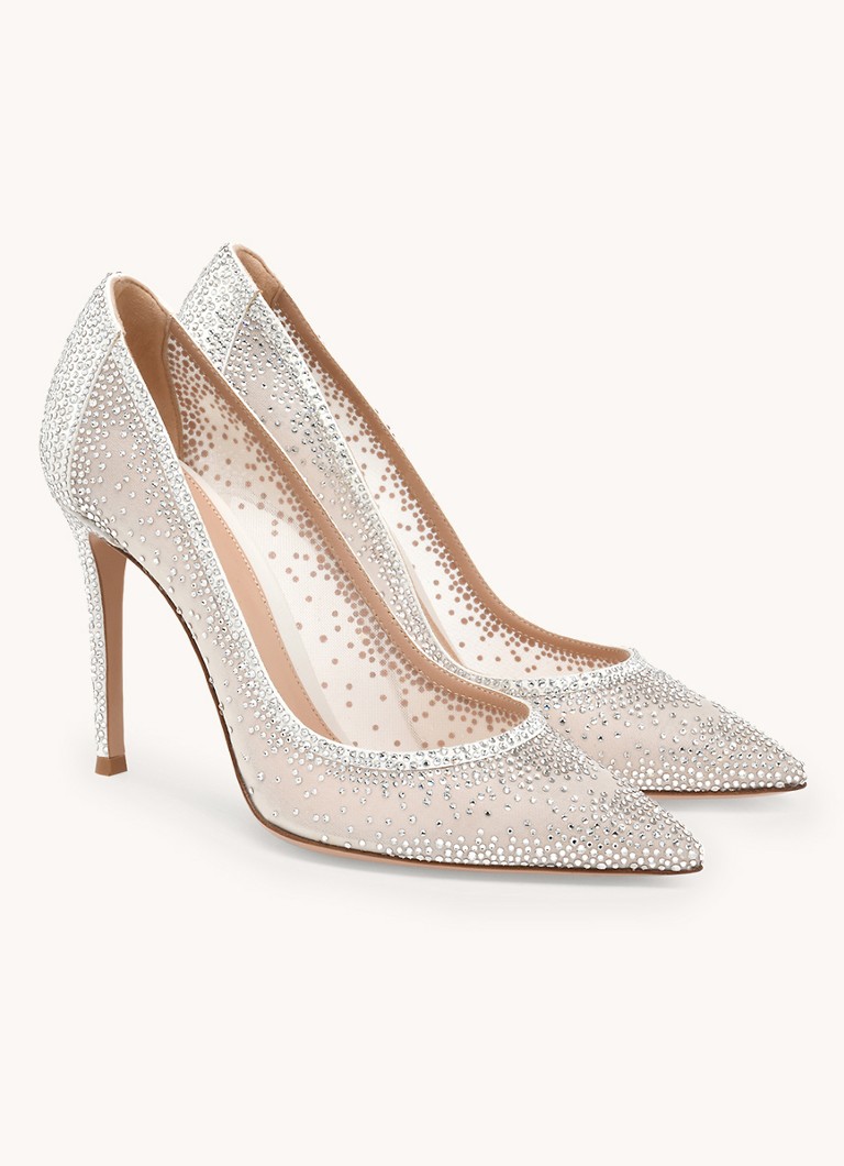 Gianvito Rossi Rania pump with suede details and rhinestones
