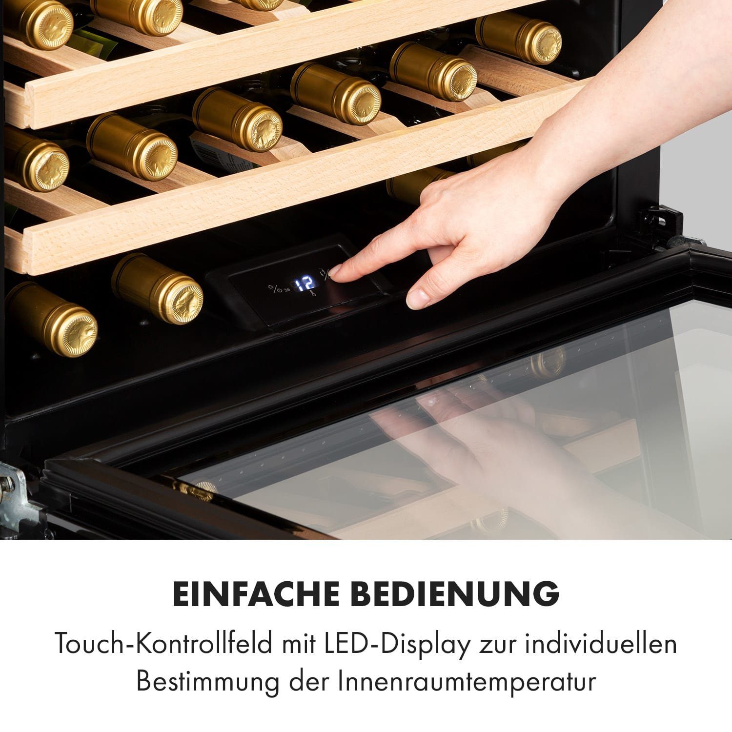 Klarstein Weinkühlschrank Vinsider 24 Built-In Uno, für 24 Standardflaschen á 0,75l,Wein Flaschenkühlschrank Weintemperierschrank Weinschrank Kühlschrank
