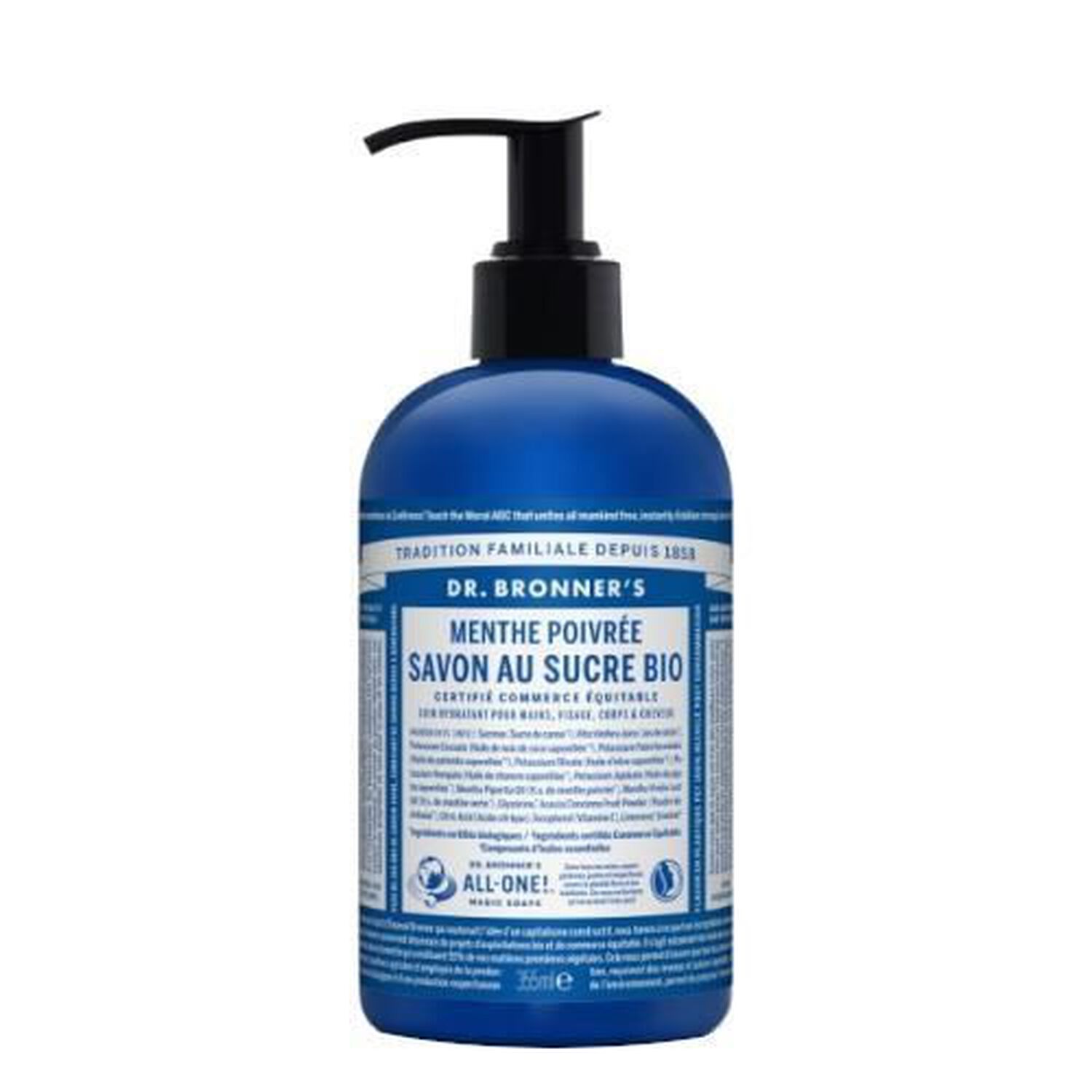 Dr Bronners Savon au Sucre Bio Menthe Poivrée 355 ml