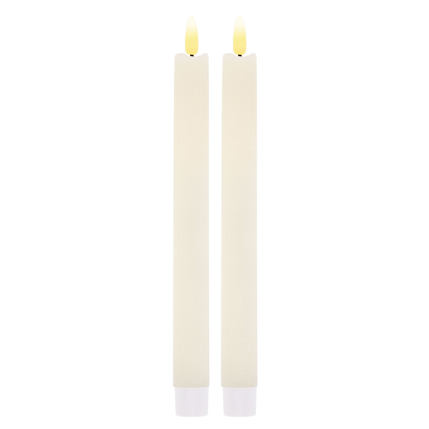 LED Stabkerzen aus Echtwachs, mit Timer, creme,24,5 x 2,2 cm, 2 Stück