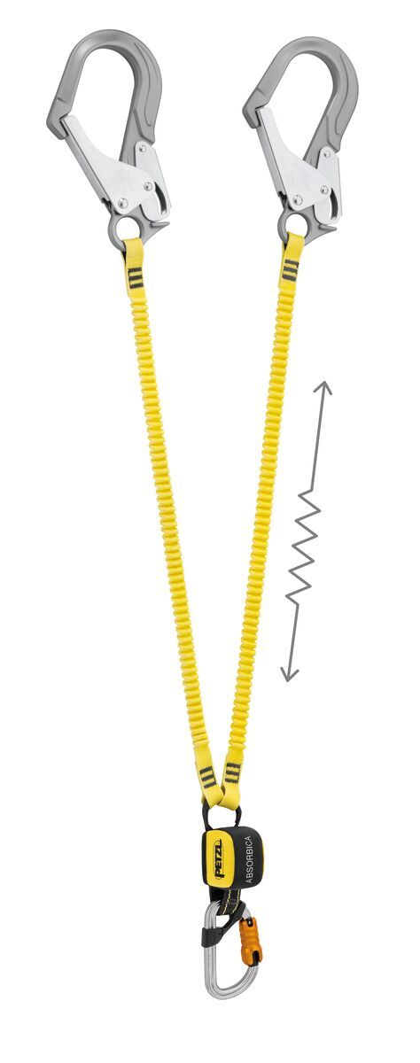 Petzl PE-L014BB01 Absorbica-Y Linha de Queda com Amortecedor 150cm - com Gancho MGO e INT