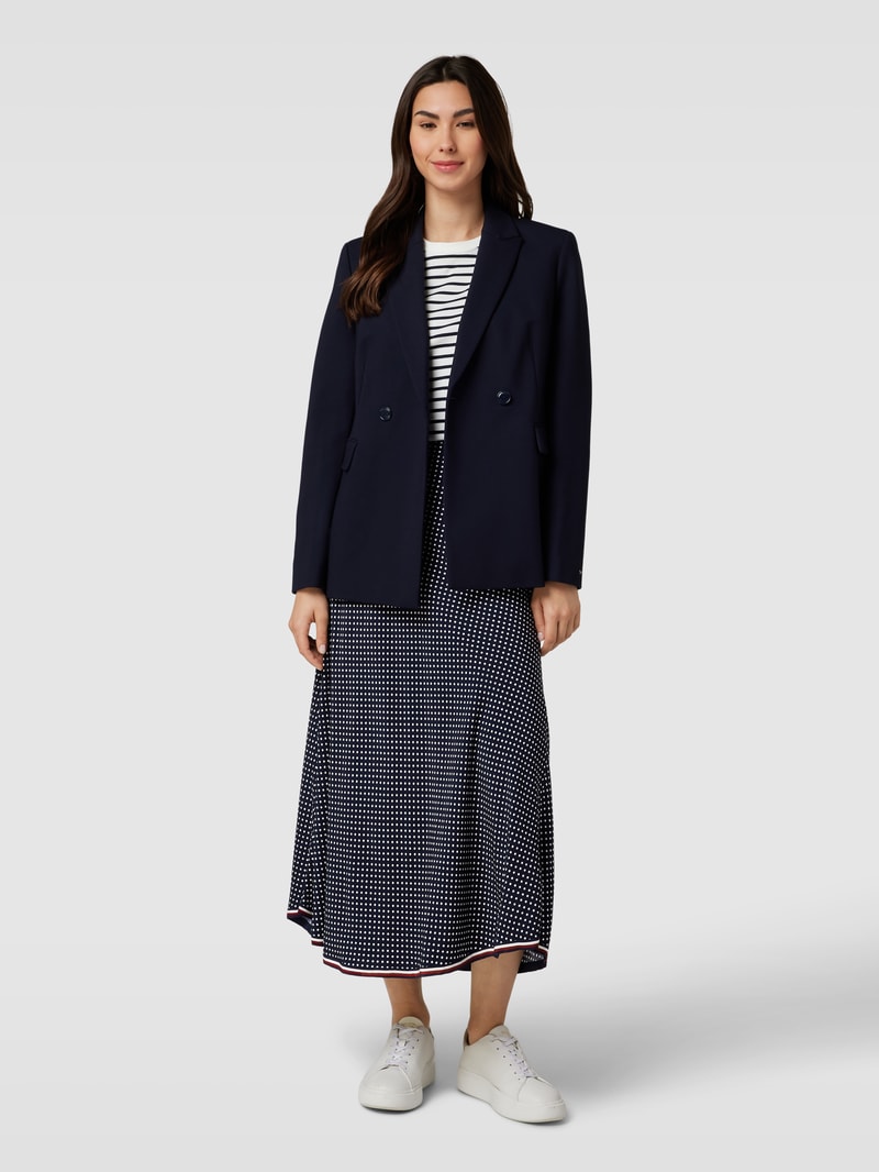 Midirock aus Viskose mit Allover-Muster Modell 'POLKADOT' in marineblau