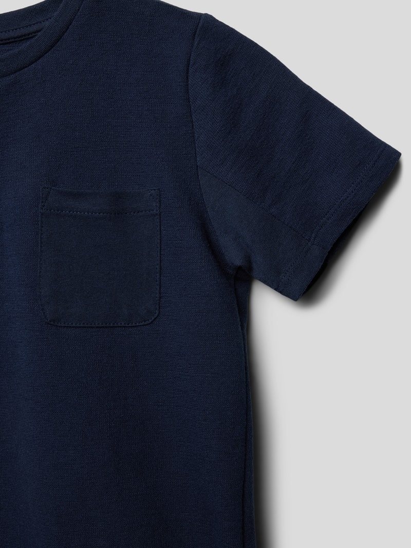 T-Shirt mit Knopfleiste in marineblau