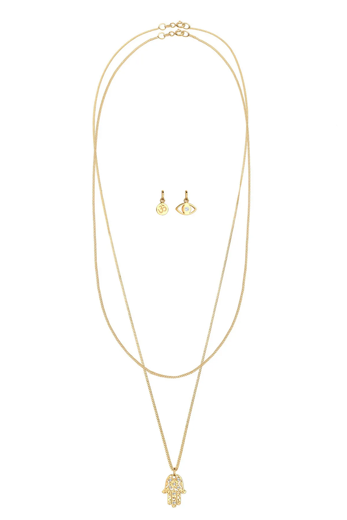 ELLI  Halskette Panzerkette Om Hamsa Hand Evil Eye 925 Silber