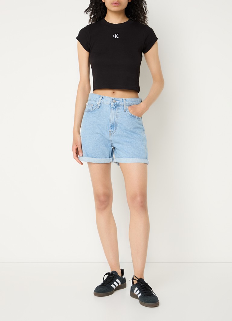 T-shirt corta a coste di Calvin Klein con logo ricamato