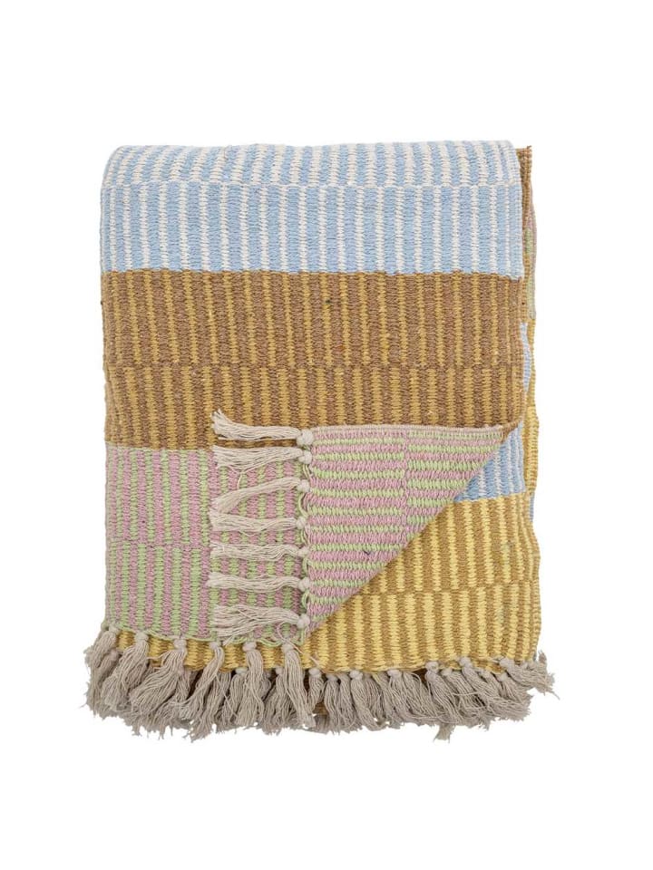 Bloomingville Decke ISNEL Gelb Blau Braun Gestreift 160x130 cm günstig kaufen onesize