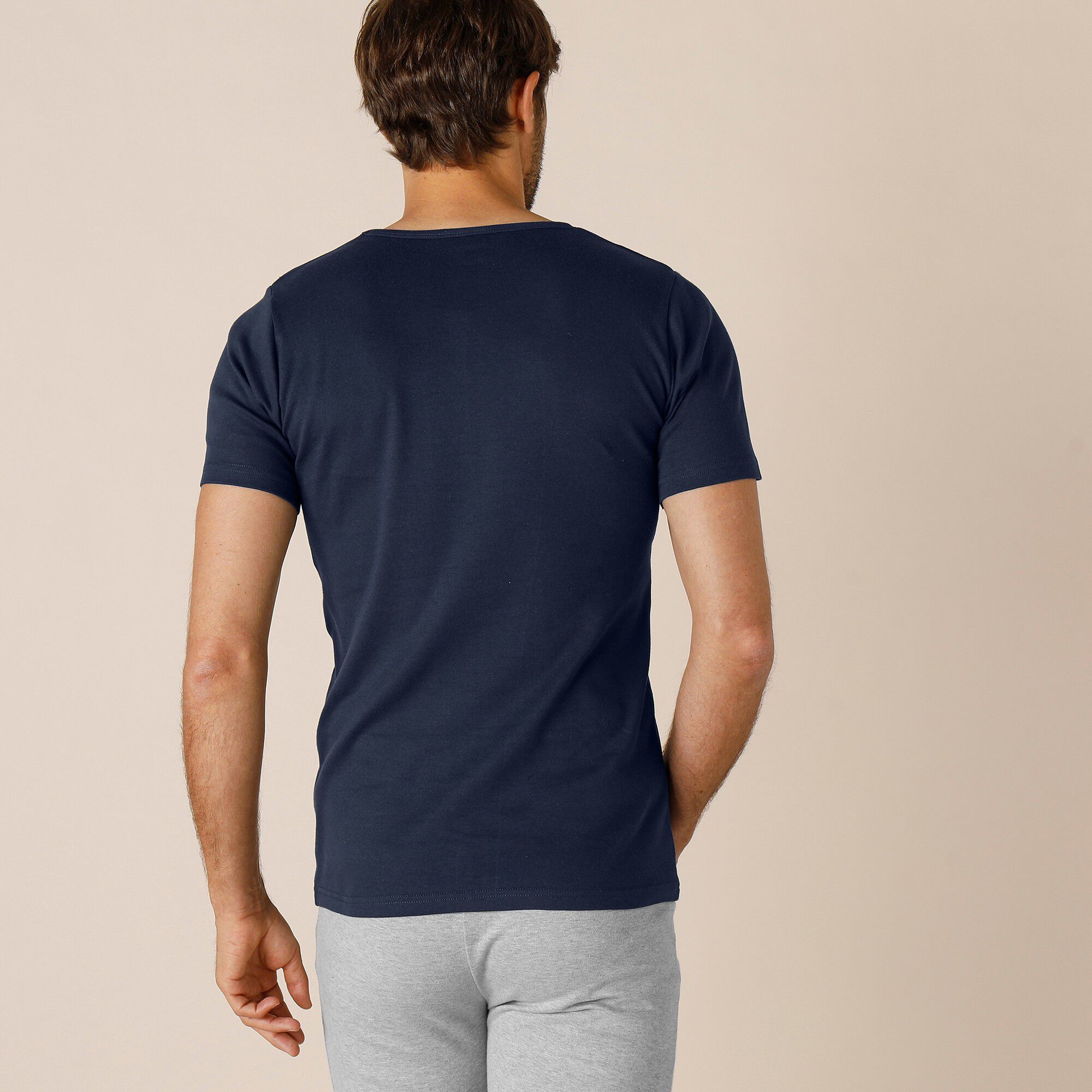 Tee-shirt sous-vêtement homme col rond manches courtes coton