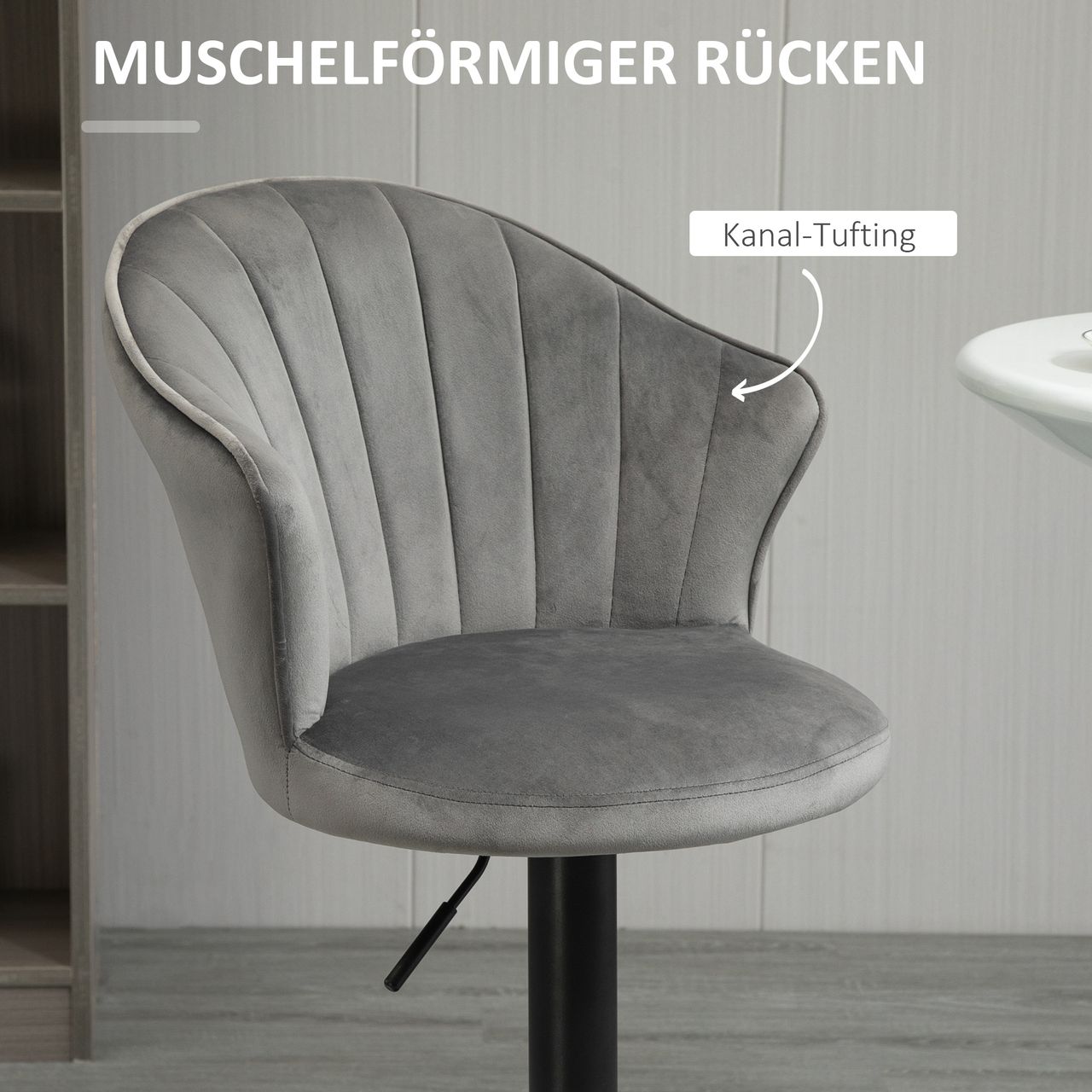 HOMCOM 2er-Set Barhocker Barstühle mit Lehne drehbar höhenverstellbar Grau